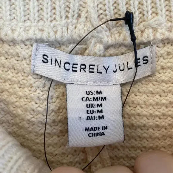 SINCERELY JULES cream knit wide leg pants sz M - Picture 4 of 5